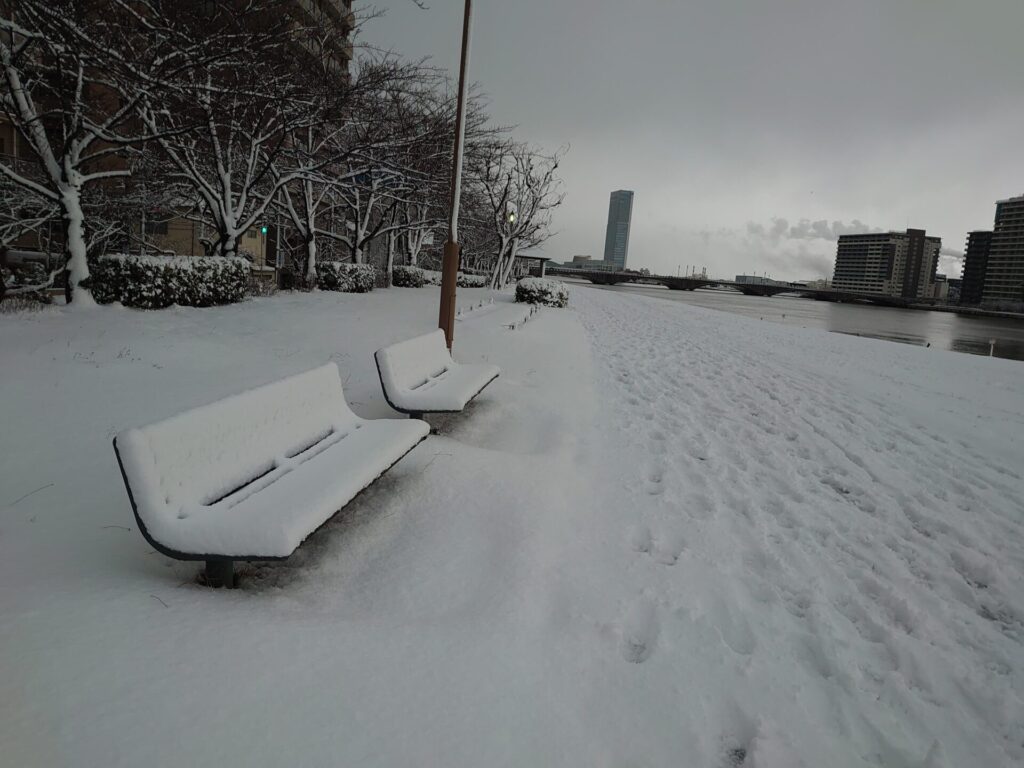 雪の新潟市
